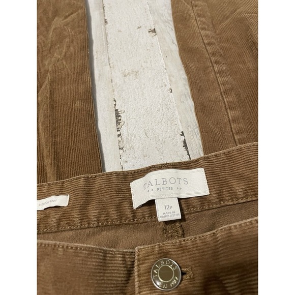Talbots Caramel Corduroy Straight Leg Pant Size 12P - Picture 3 of 8